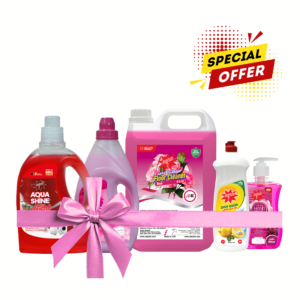 Aqua Complete Home Cleaning Bundle 12.5L with liquid detergent, fabric softener, floor cleaner, dish wash and hand wash